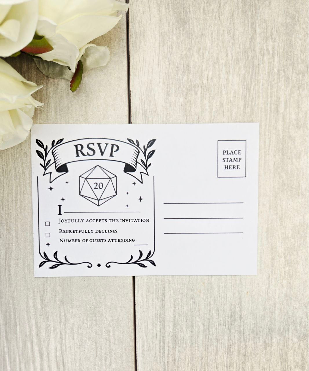 D20 Wedding Invitation RSVP Set | Tabletop RPG Theme | Dungeons Dragons Paper Invite | Gamer Geek Wedding Stationery