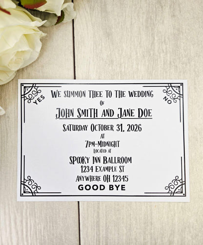 Ouija Board Wedding Invitation with RSVP Card | Gothic Spirit Board Halloween Theme Wedding Stationery Set | Occult Spooky Paper Invitations