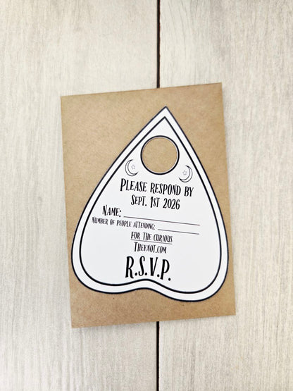 Ouija Board Wedding Invitation with RSVP Card | Gothic Spirit Board Halloween Theme Wedding Stationery Set | Occult Spooky Paper Invitations