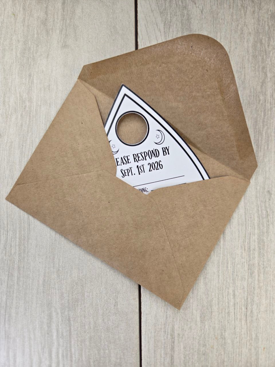 Ouija Board Wedding Invitation with RSVP Card | Gothic Spirit Board Halloween Theme Wedding Stationery Set | Occult Spooky Paper Invitations