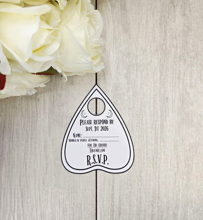 Ouija Board Wedding Invitation with RSVP Card | Gothic Spirit Board Halloween Theme Wedding Stationery Set | Occult Spooky Paper Invitations