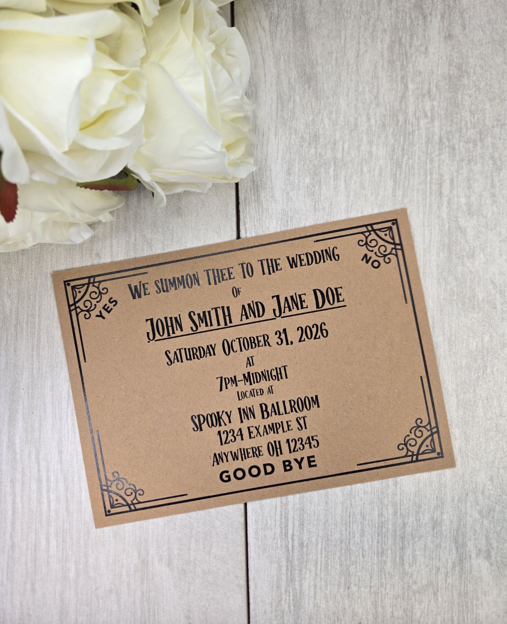Ouija Board Wedding Invitation with RSVP Card | Gothic Spirit Board Halloween Theme Wedding Stationery Set | Occult Spooky Paper Invitations