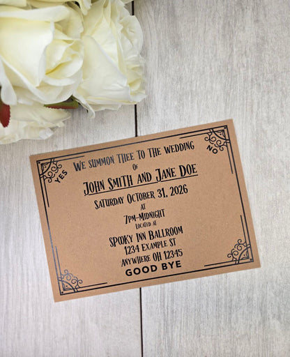 Ouija Board Wedding Invitation with RSVP Card | Gothic Spirit Board Halloween Theme Wedding Stationery Set | Occult Spooky Paper Invitations