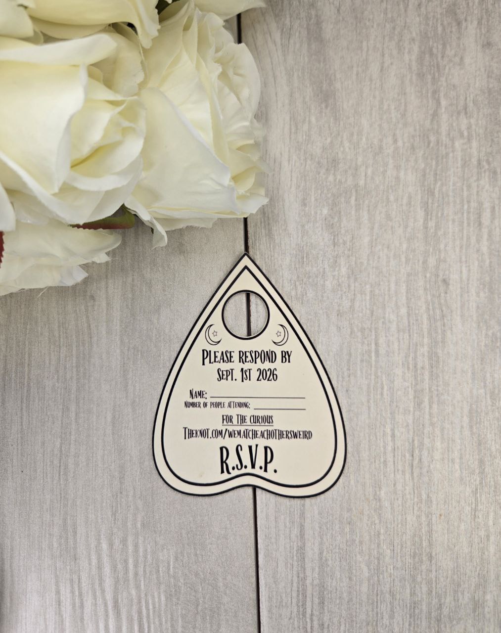 Ouija Board Wedding Invitation with RSVP Card | Gothic Spirit Board Halloween Theme Wedding Stationery Set | Occult Spooky Paper Invitations