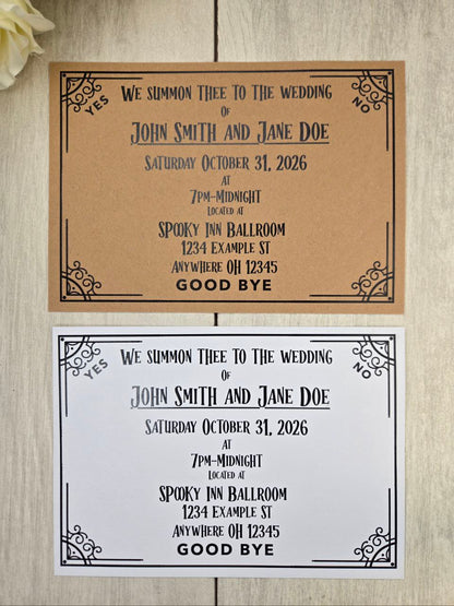Ouija Board Wedding Invitation with RSVP Card | Gothic Spirit Board Halloween Theme Wedding Stationery Set | Occult Spooky Paper Invitations