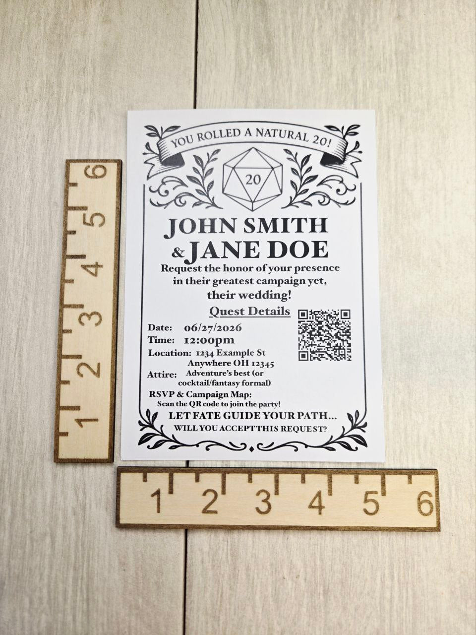 D20 Wedding Invitation RSVP Set | Tabletop RPG Theme | Dungeons Dragons Paper Invite | Gamer Geek Wedding Stationery