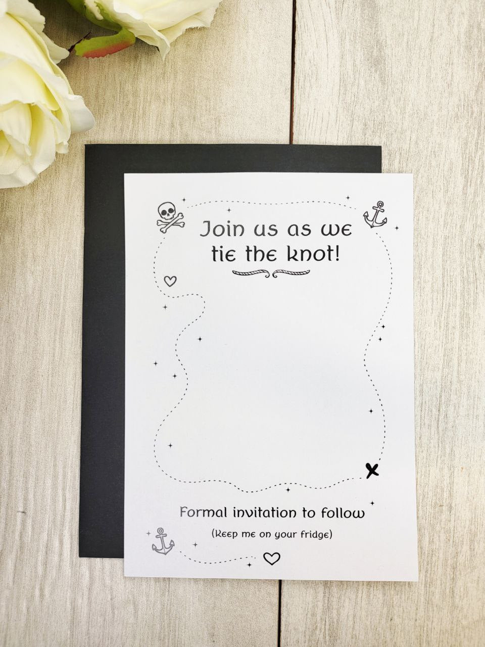 Pirate Flag Wedding Save the Dates - Wooden Skull and Crossbones Magnets - Nautical Pirate Theme - Laser Engraved - Custom Save the Date