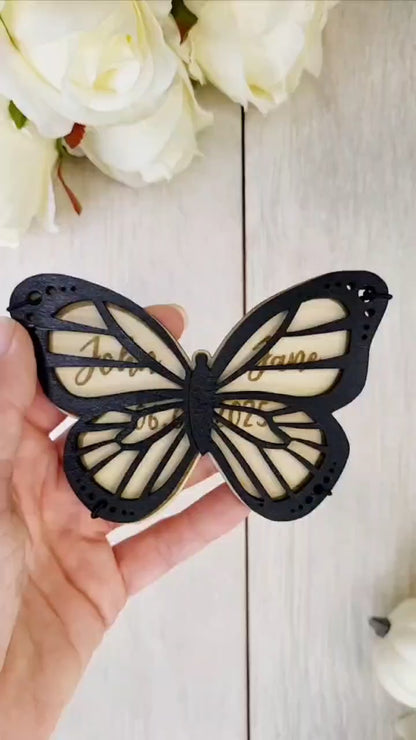 Butterfly Save the Date Magnet • Wooden Wedding Invitation • Elegant Folding Magnet Invite • Custom Laser Cut Wedding Save the Date