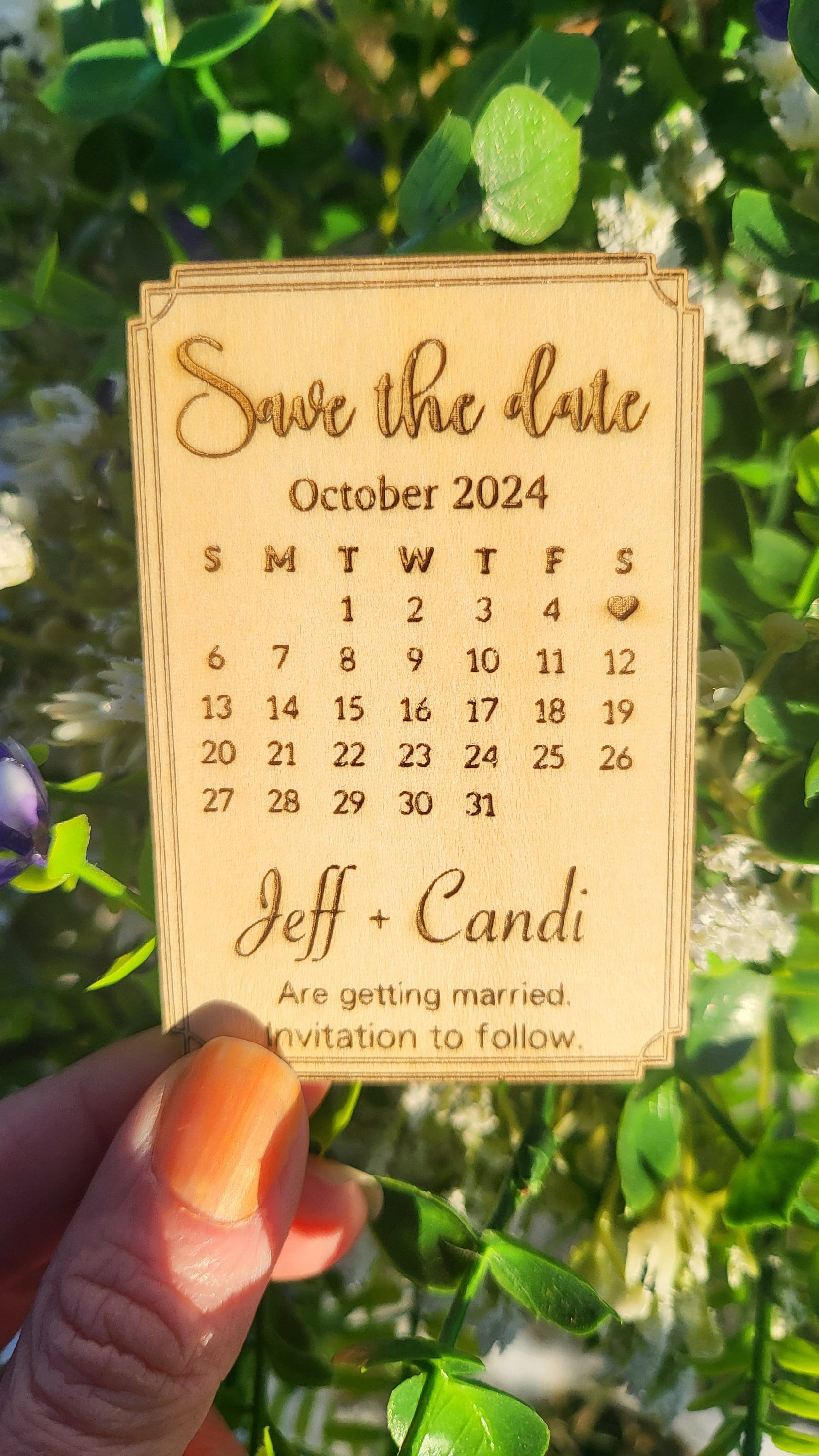 Wood Save the Date Magnets Personalized Wedding Announcement Laser Engraved 2x3 wood magnet