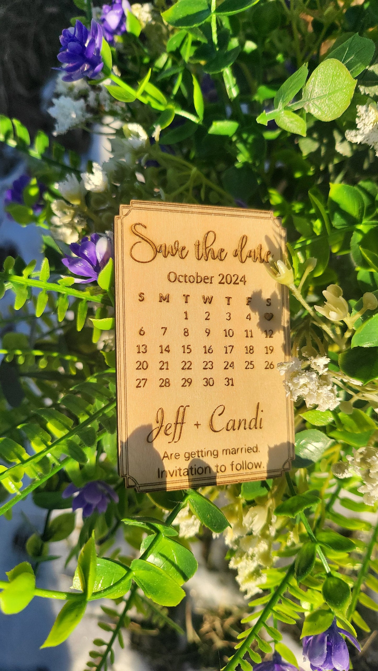 Wood Save the Date Magnets Personalized Wedding Announcement Laser Engraved 2x3 wood magnet