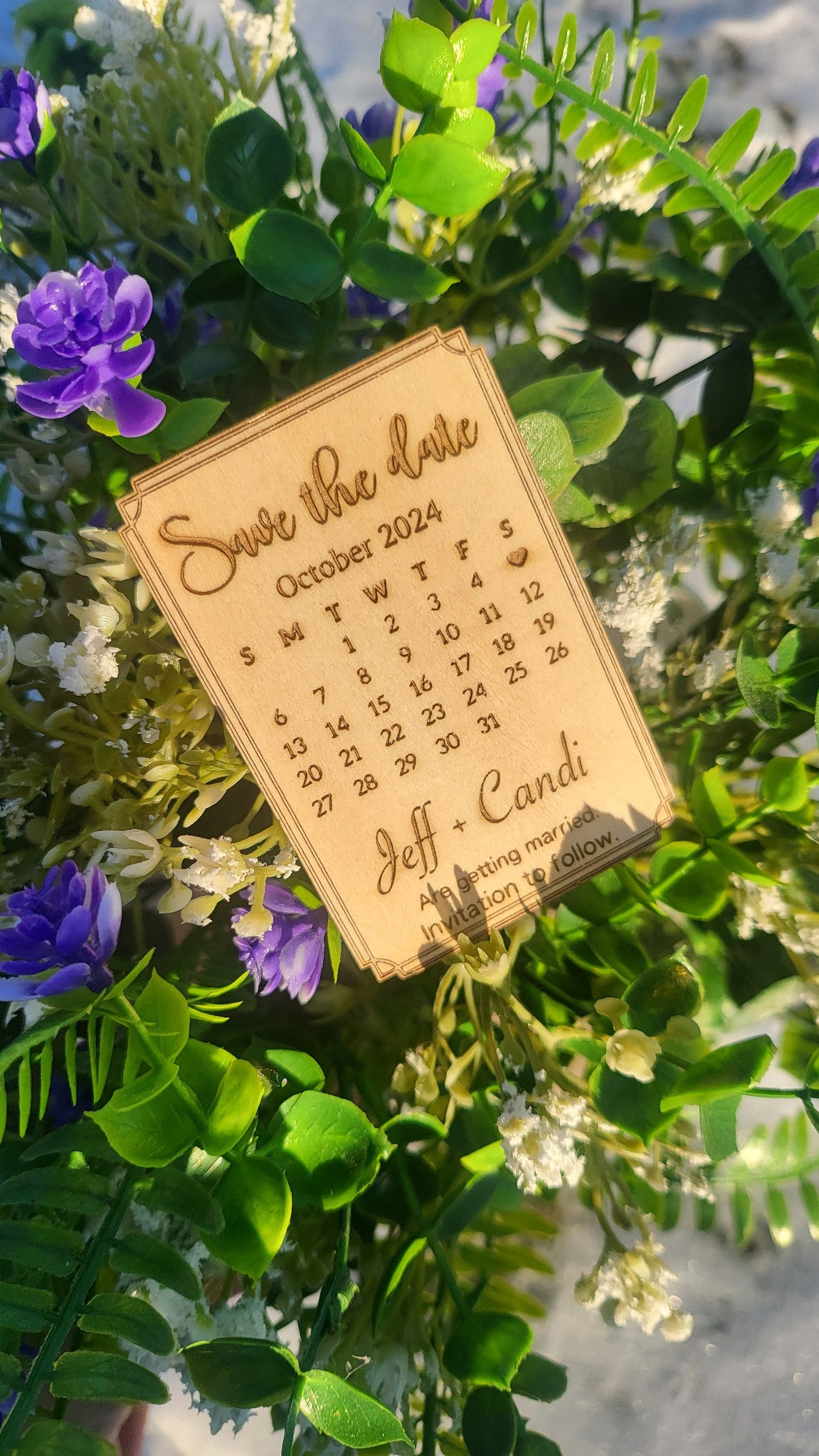 Wood Save the Date Magnets Personalized Wedding Announcement Laser Engraved 2x3 wood magnet